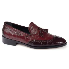 Mauri Men's Burgundy Alligator & Ostrich Loafers (MA4618)