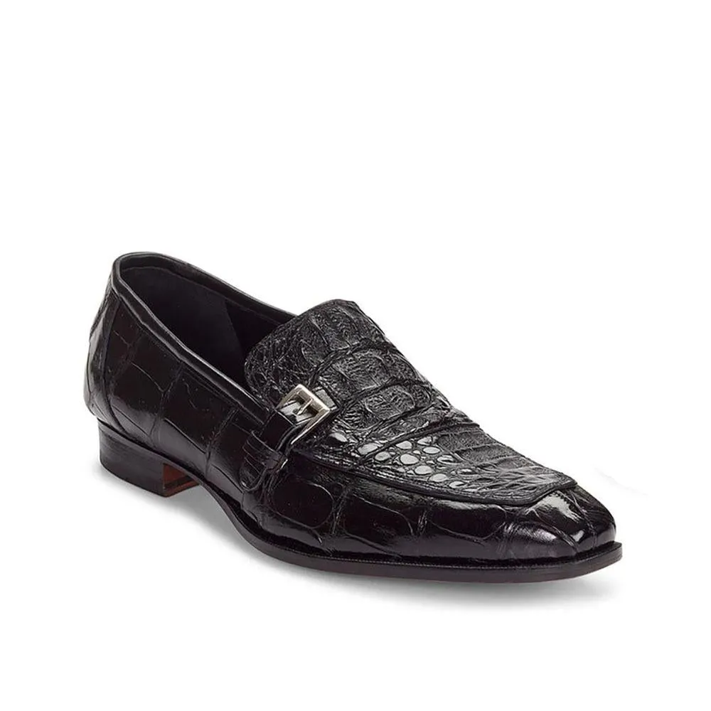 Mauri Men's Hand-Painted Broletto Black Loafers 4763 (MA4313)