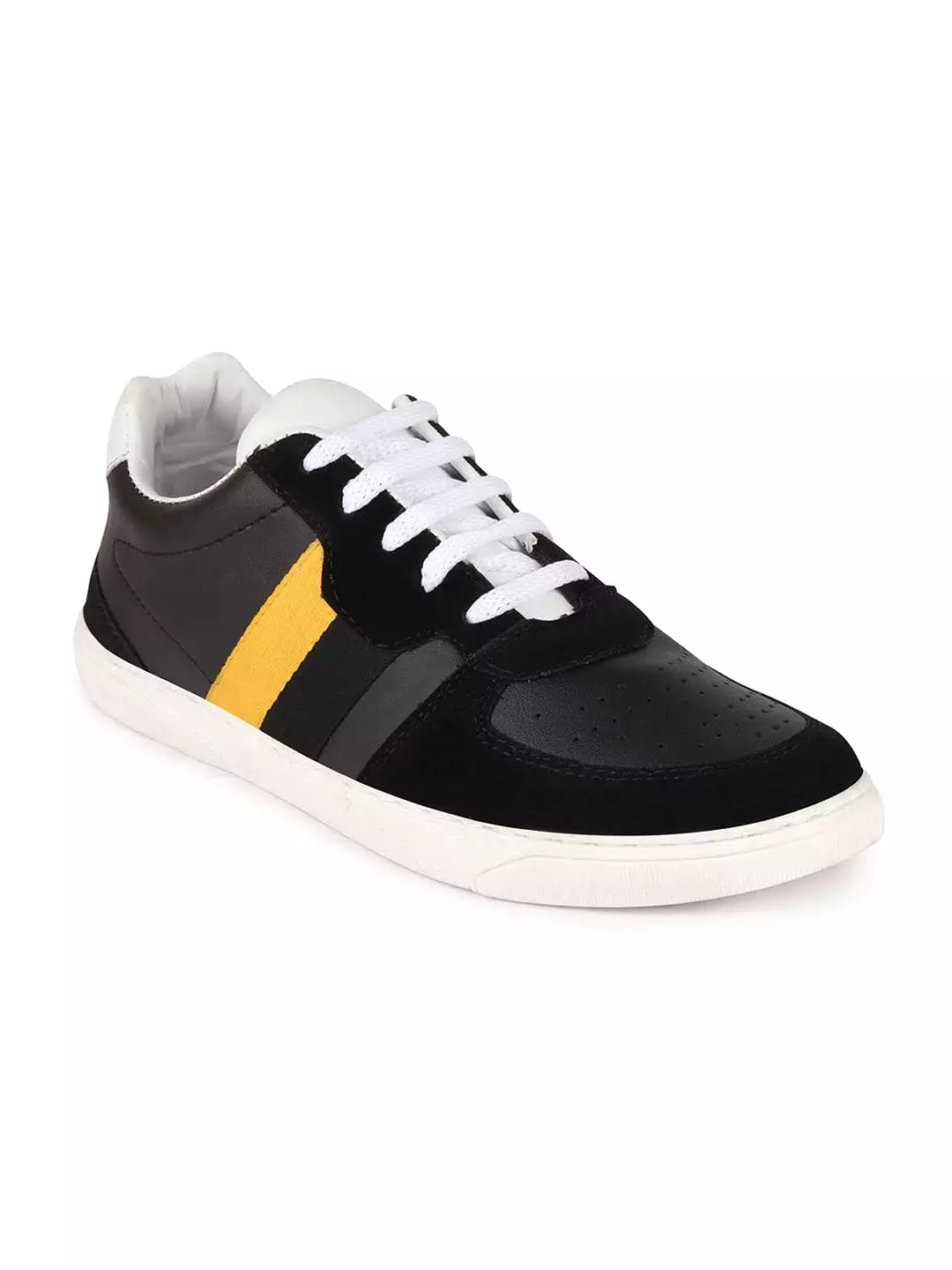 Men Black Lace Up Trendy Sneakers