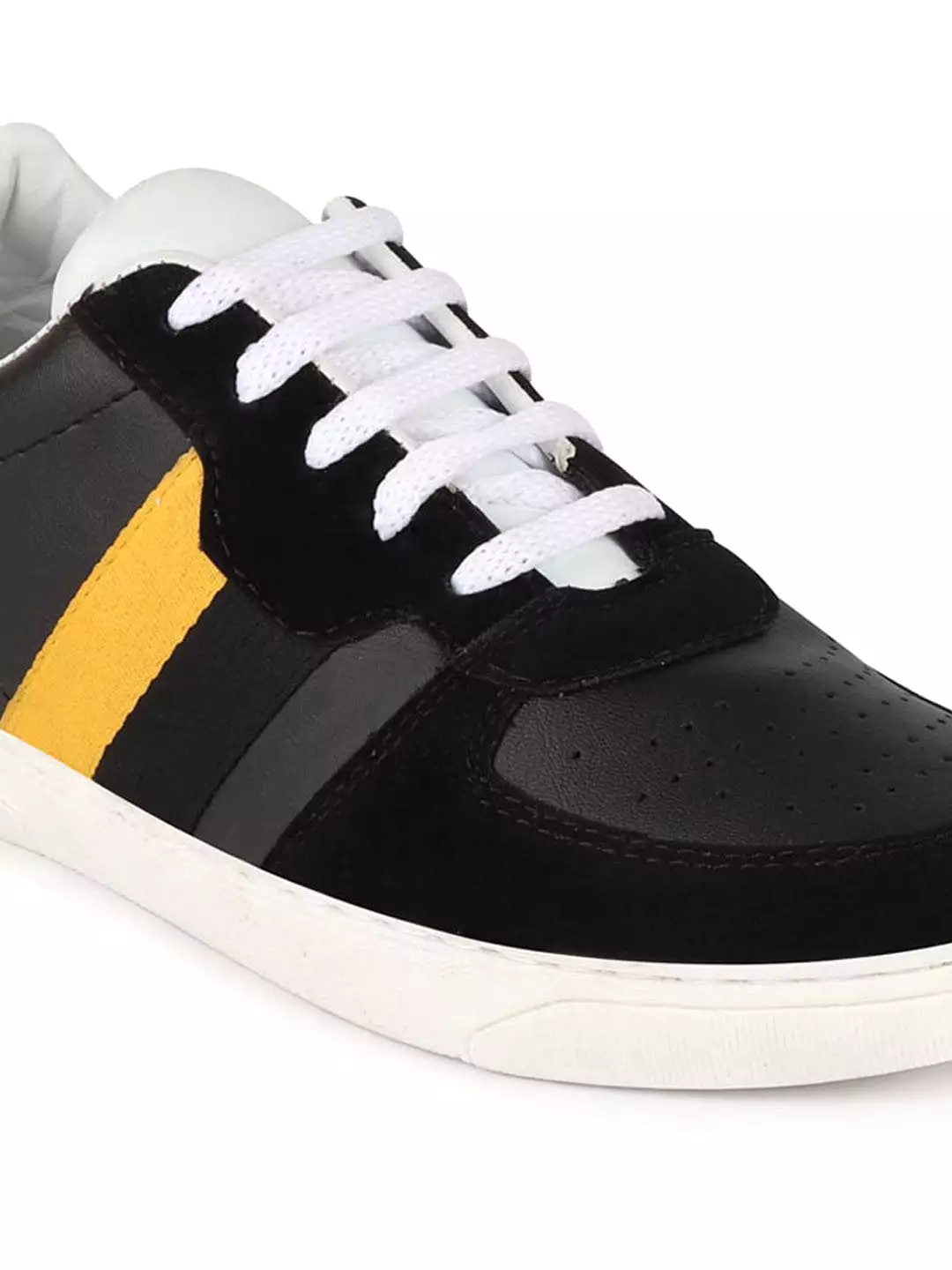 Men Black Lace Up Trendy Sneakers