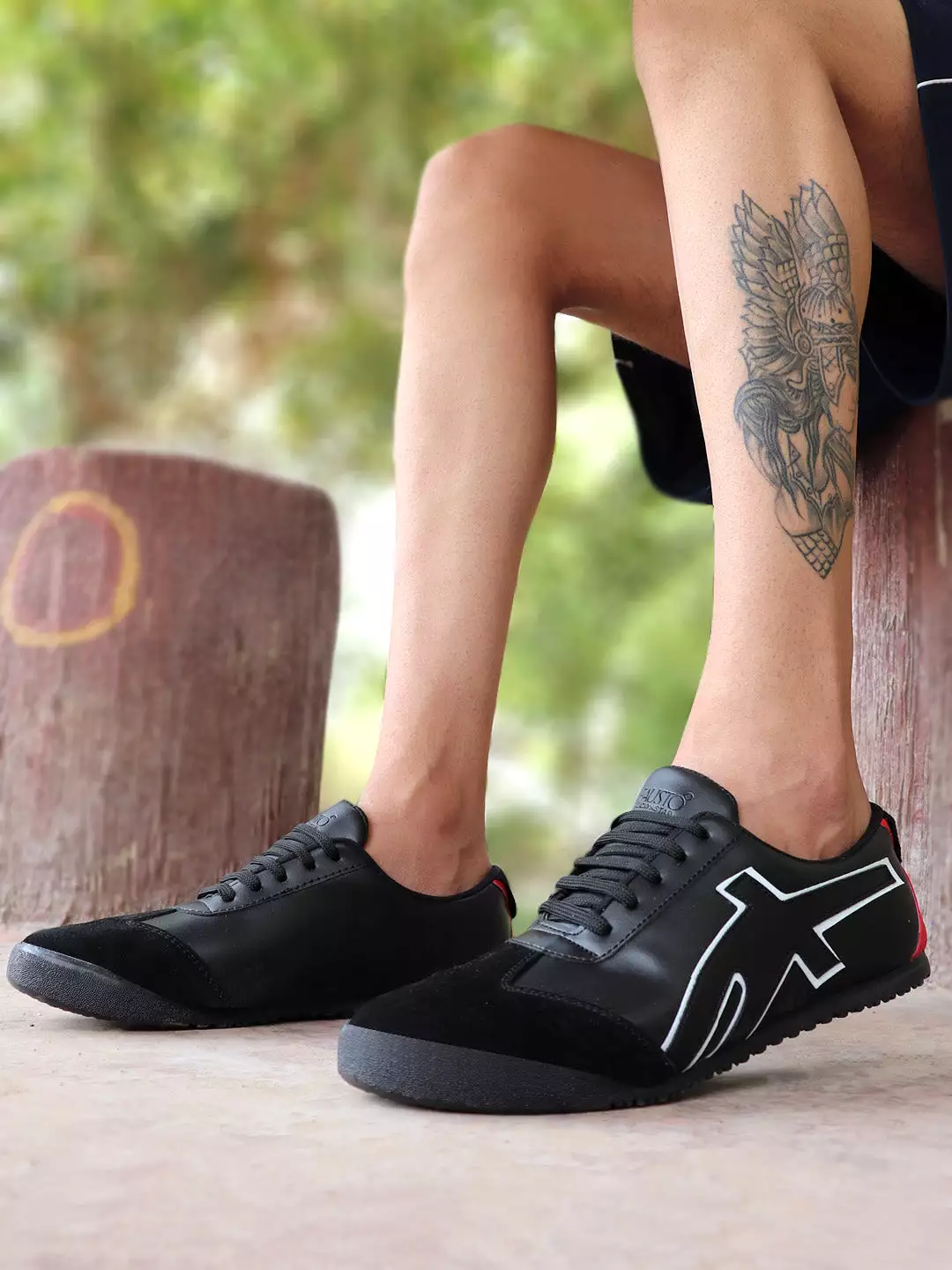 Men Black Trendy Lace Up Sneakers