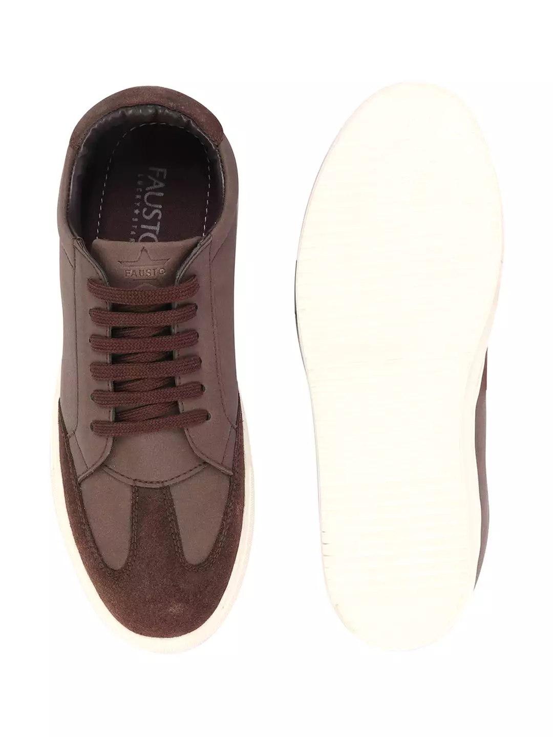 Men Brown Lace-Up Low Top Classic Sneakers Casual Shoes