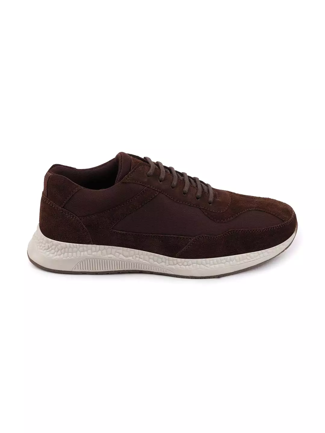 Men Brown Suede Leather Lace Up Casual Sneaker Shoes