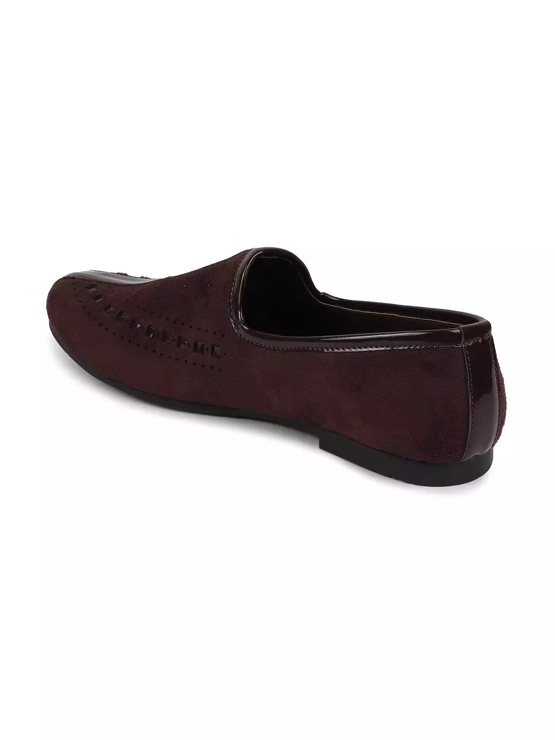 Men Ethnic Brown Designer Party Wear Velvet Loafers