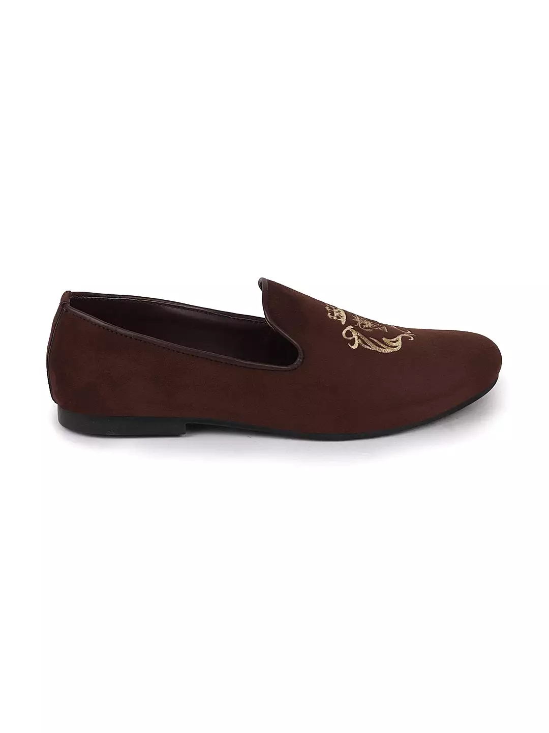 Men Ethnic Brown Party Slip On Loafers