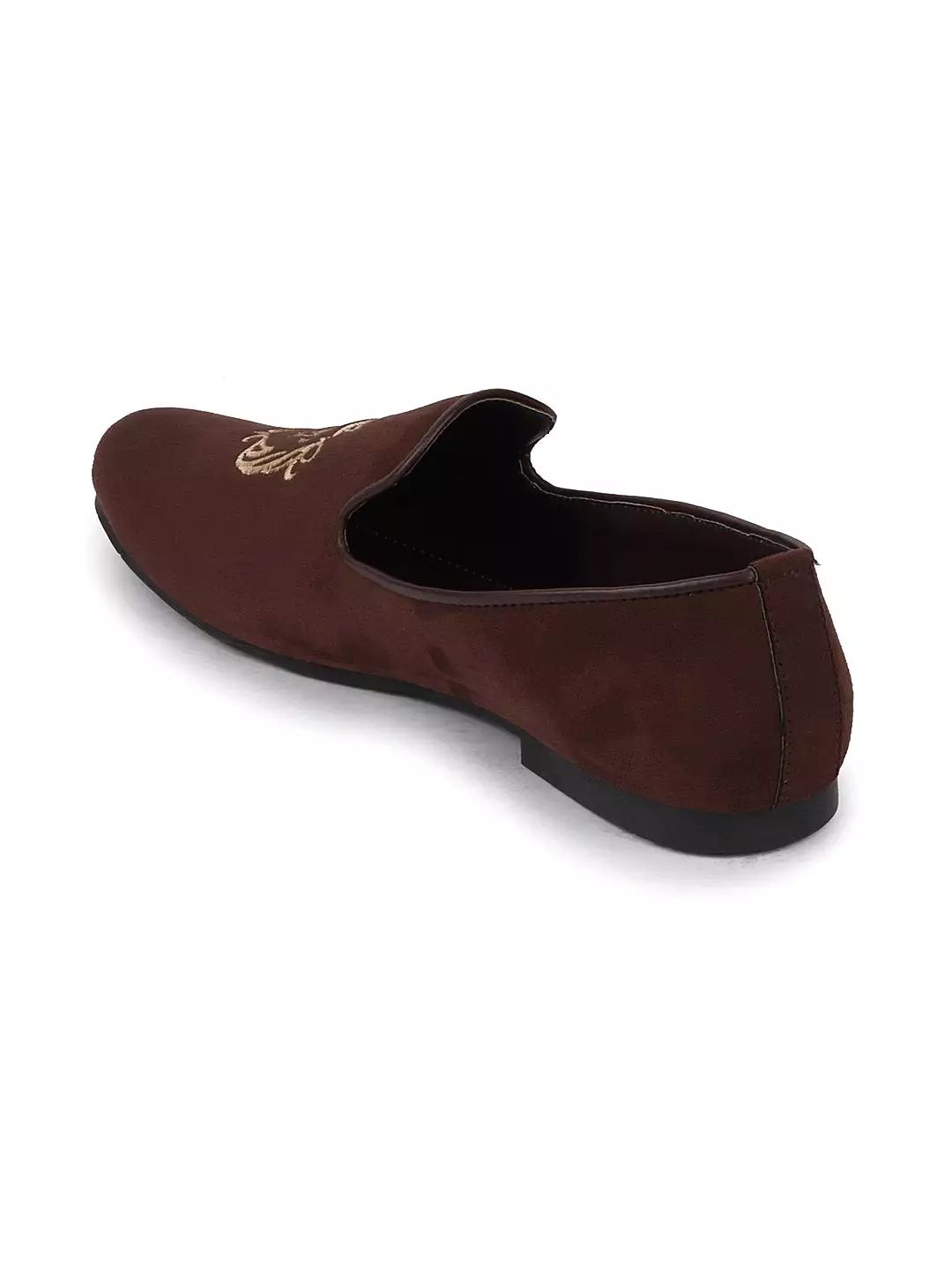 Men Ethnic Brown Party Slip On Loafers