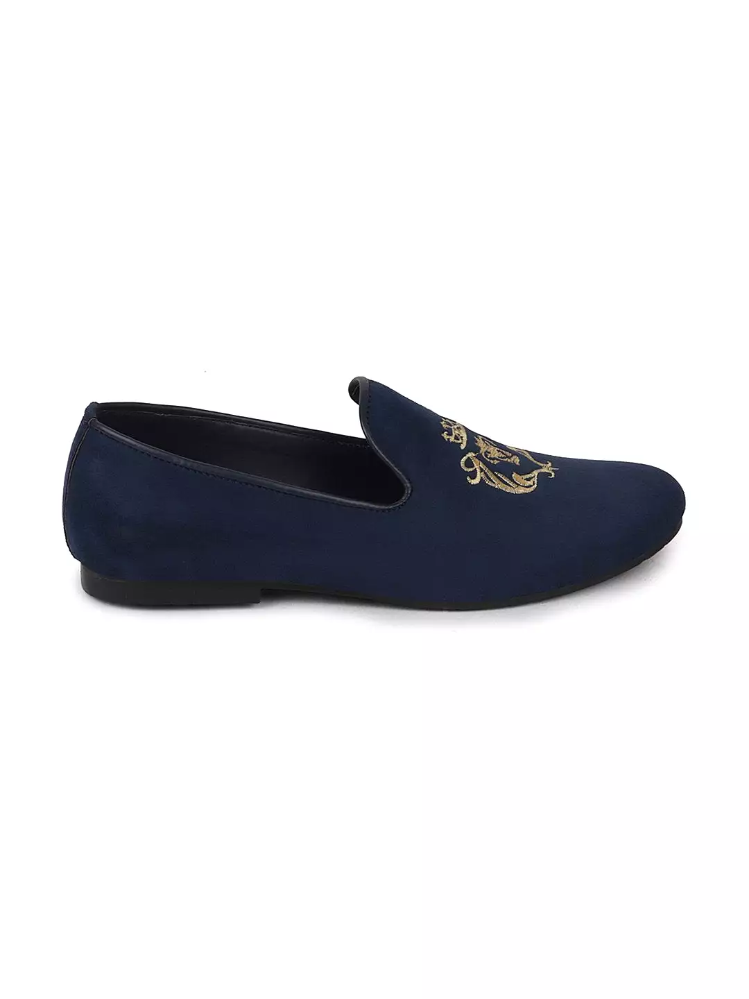 Men Ethnic Navy Blue Party Slip On Loafers