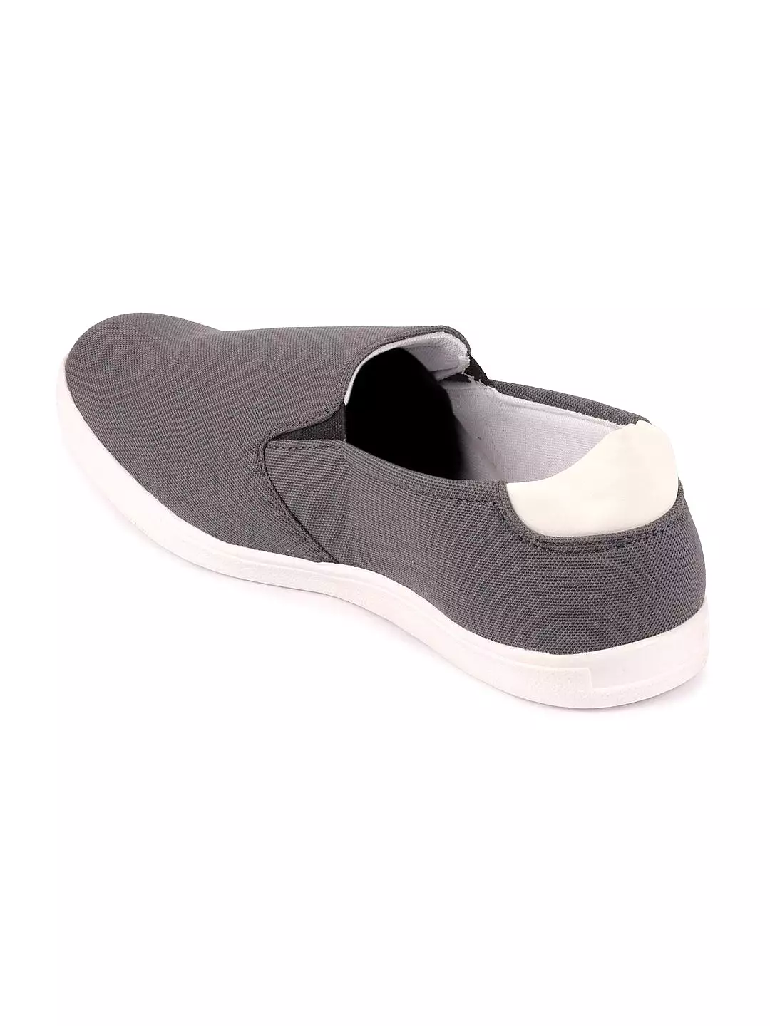 Men Grey Casual Canvas Slip-On Loafers