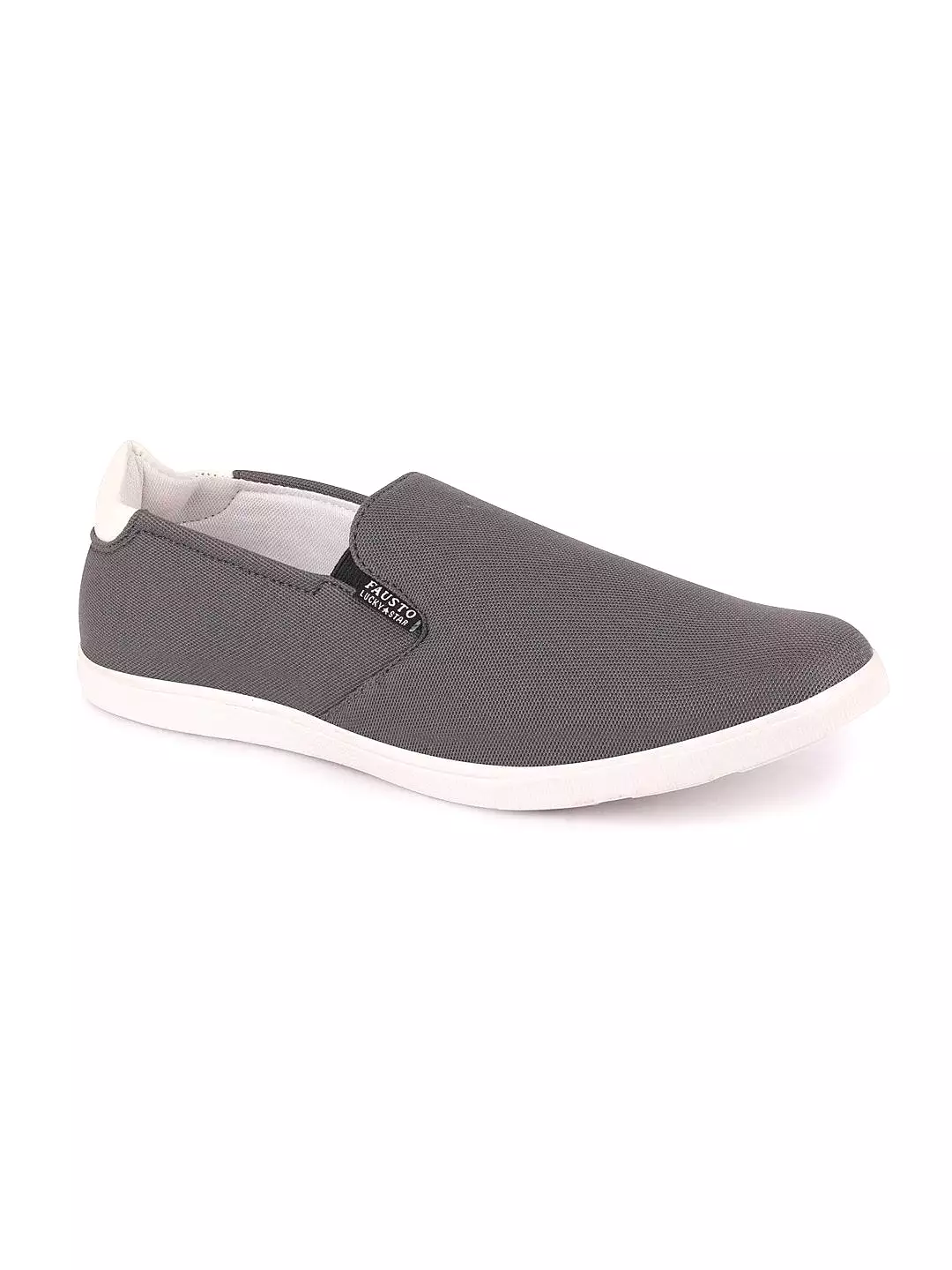 Men Grey Casual Canvas Slip-On Loafers