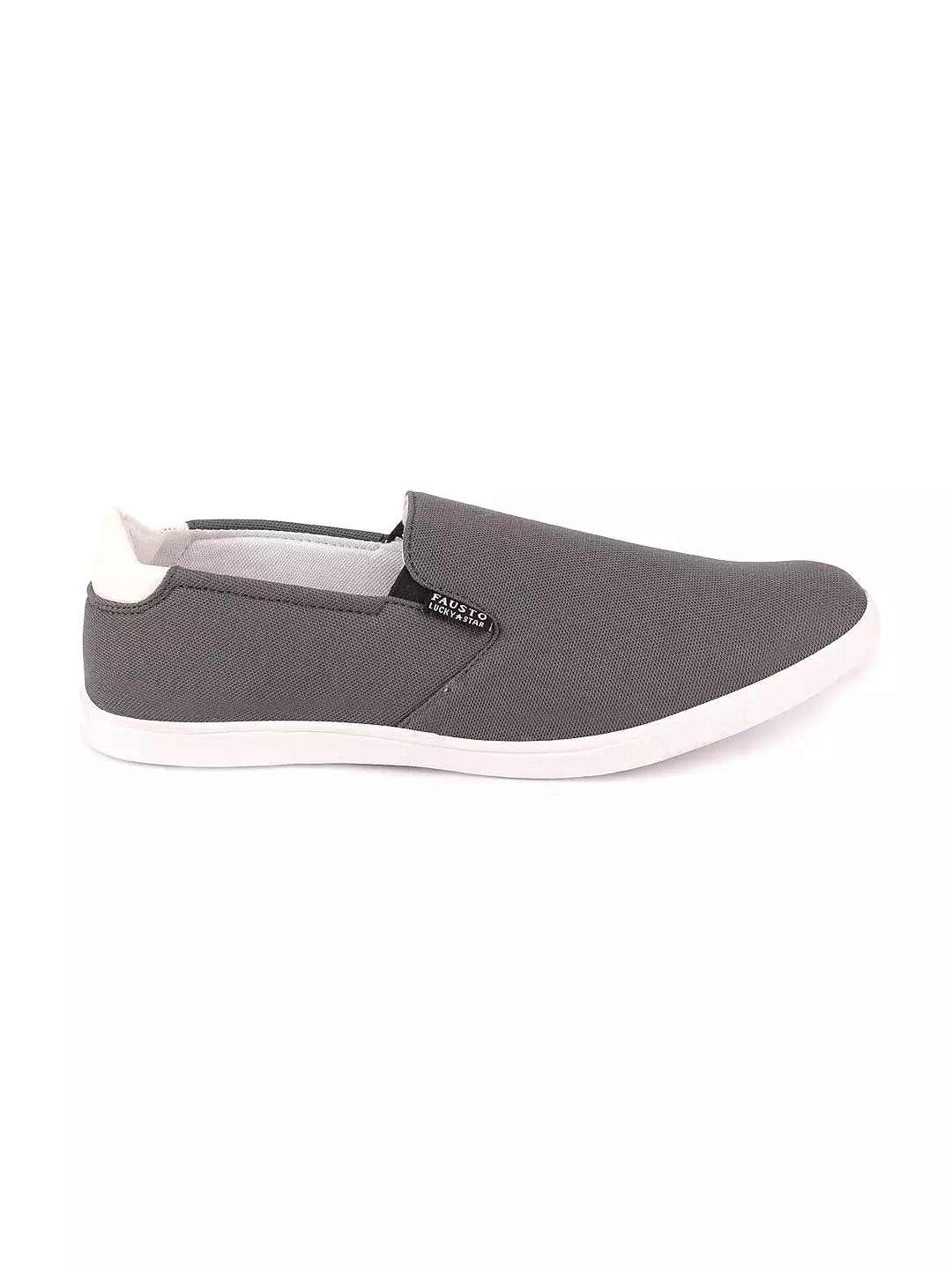 Men Grey Casual Canvas Slip-On Loafers