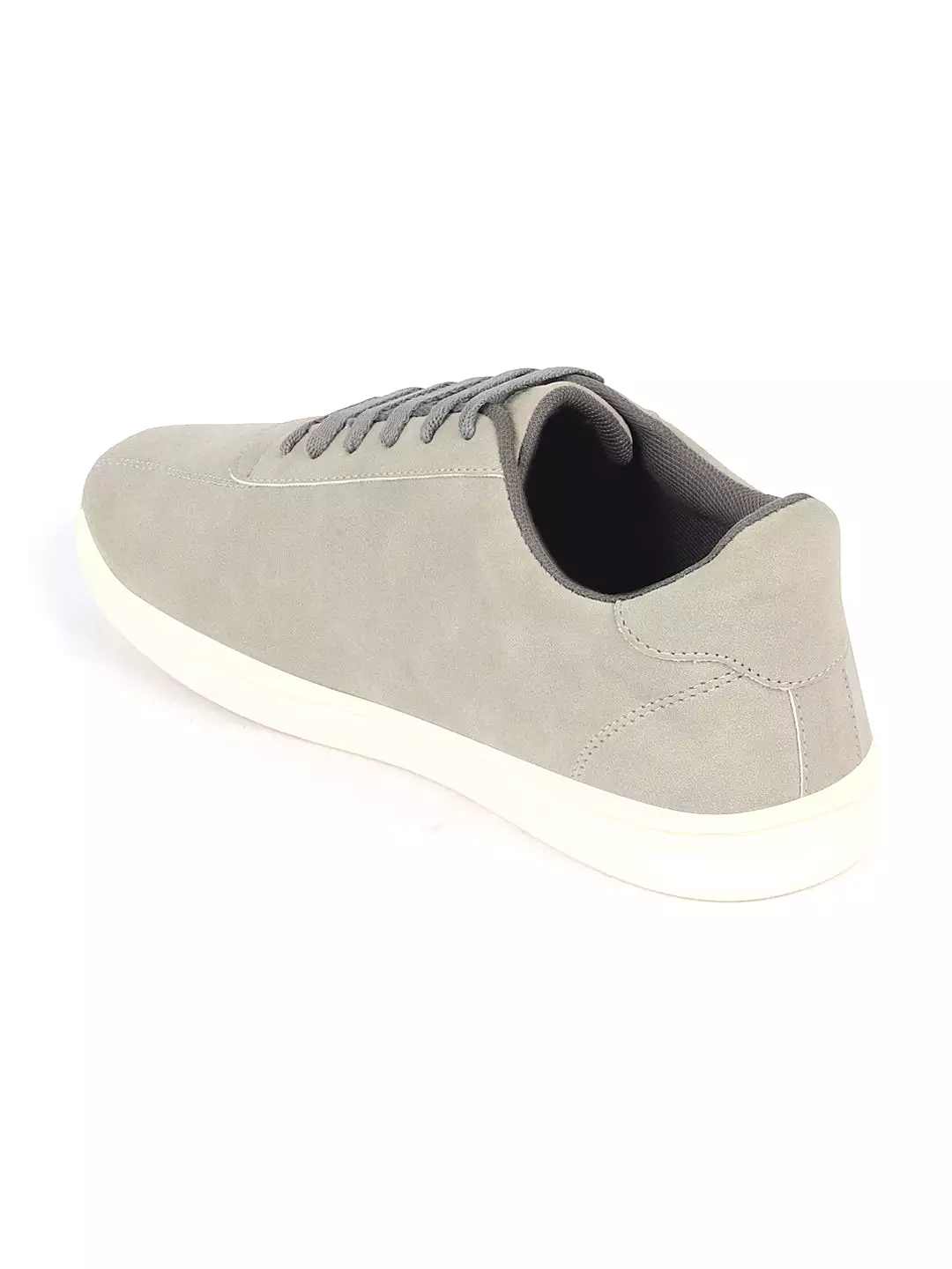 Men Grey Classic Embroidery Star Upper Soft Suede Leather Lace Up Sneakers Shoes