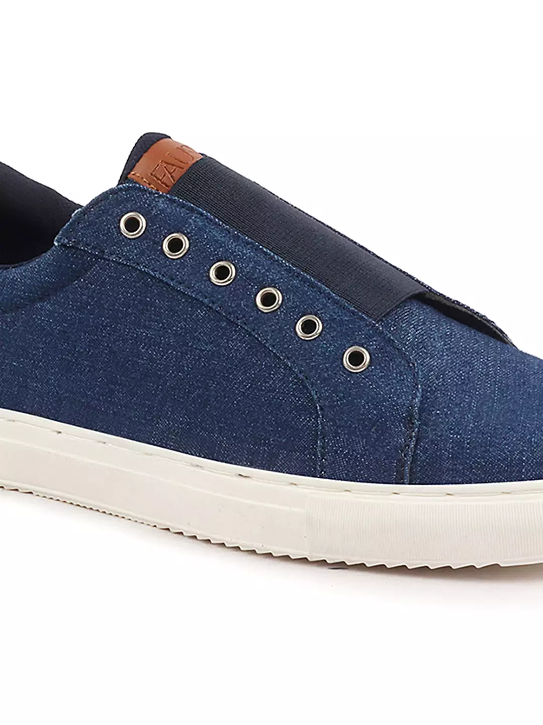 Men Navy Blue Elastic Closure Comfort Canvas Denim Slip On Sneaker Shoes