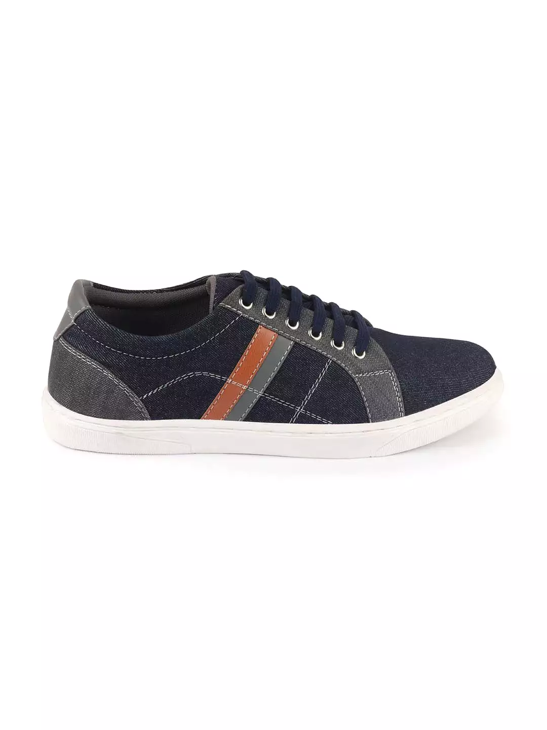 Men Navy Blue Lace Up Trendy Sneakers