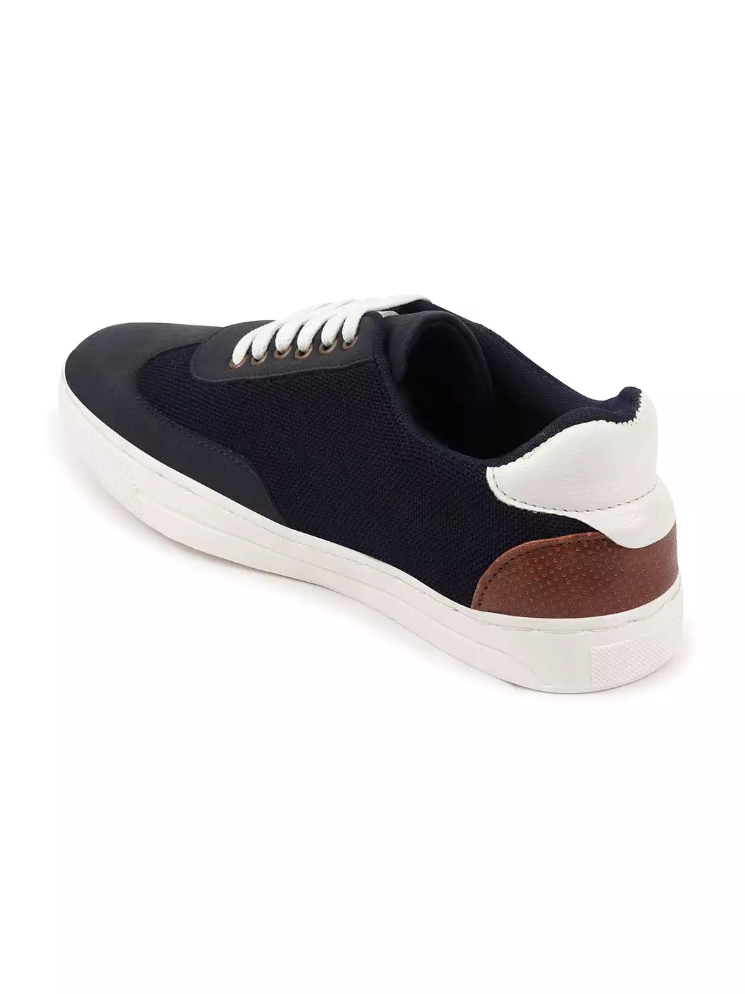 Men Navy Blue Trendy Lace Up Colorblocked Sneakers