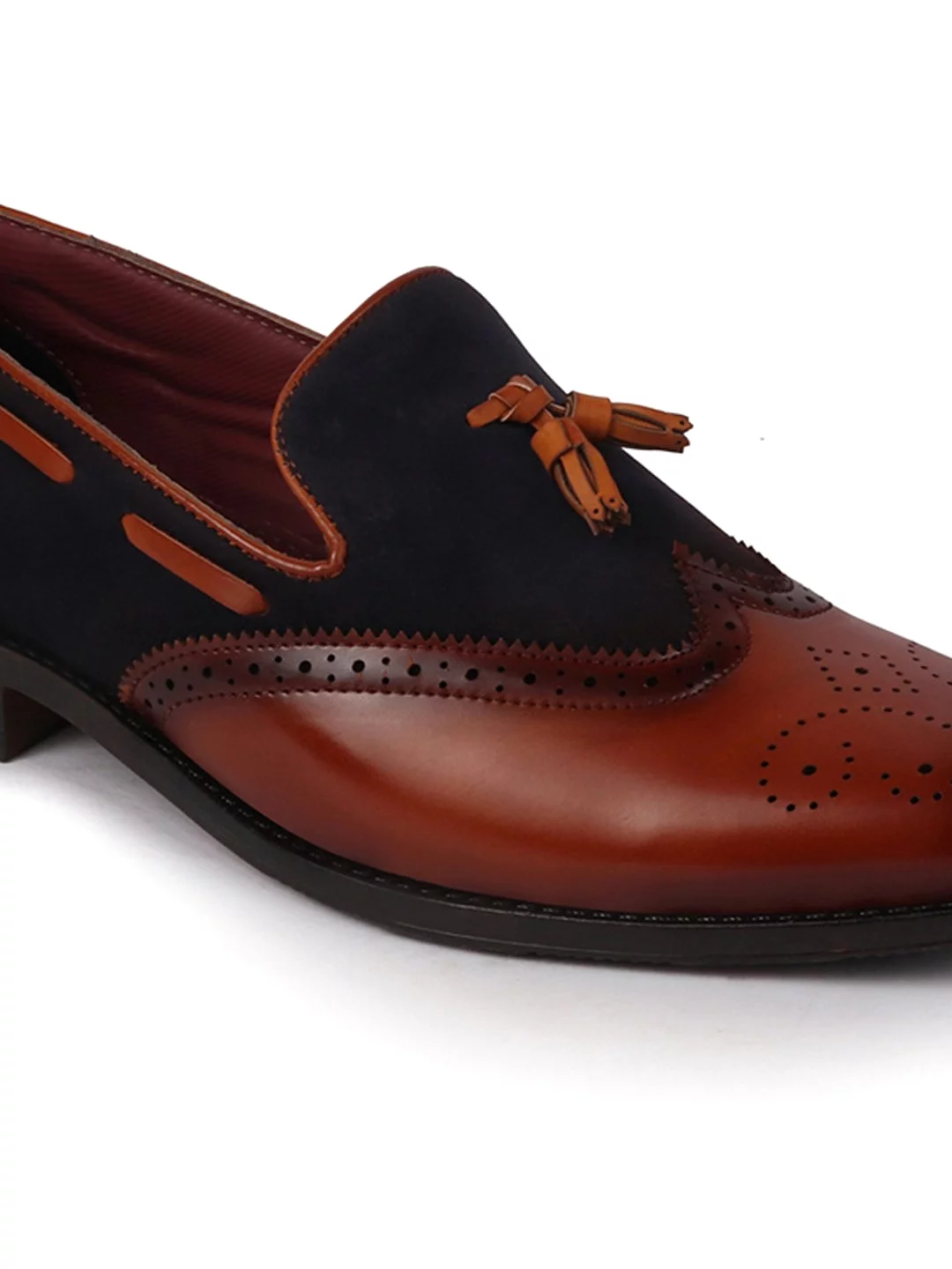 Men Party Blue Tassel Brogue Loafers