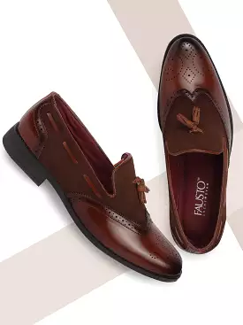 Men Party Brown Tassel Brogue Loafers