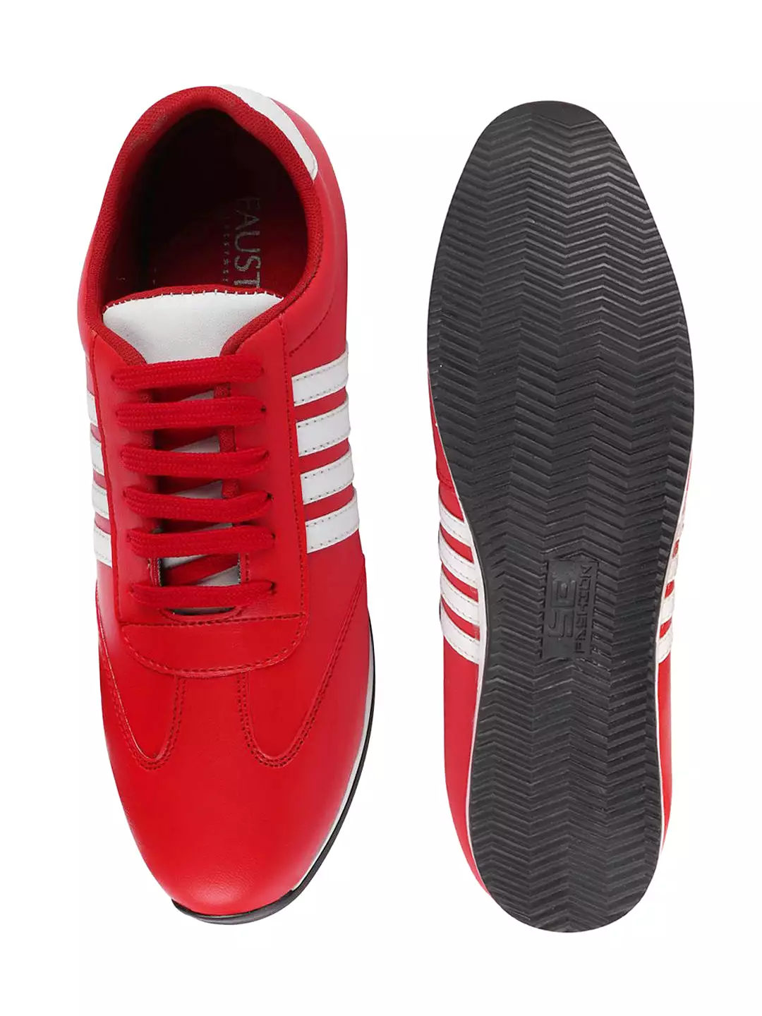 Men Red Classic Lace Up Sneakers