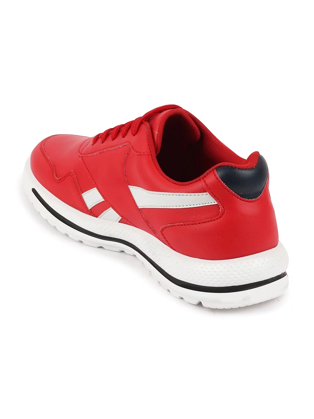 Men Red Sporty Lace Up Chunky Sneakers