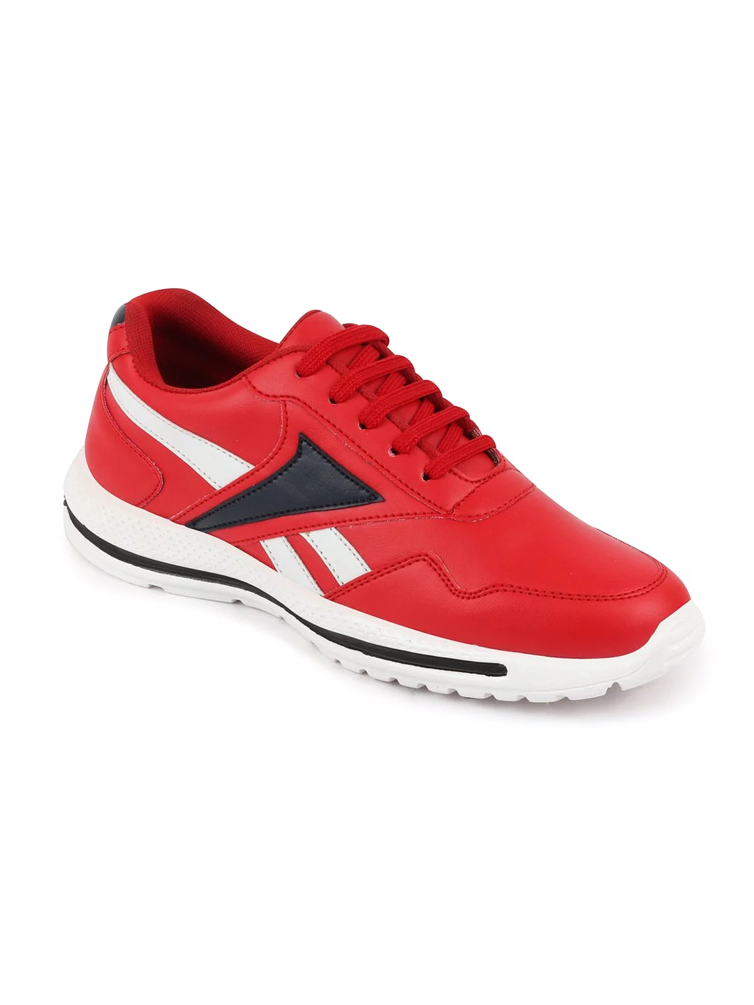 Men Red Sporty Lace Up Chunky Sneakers