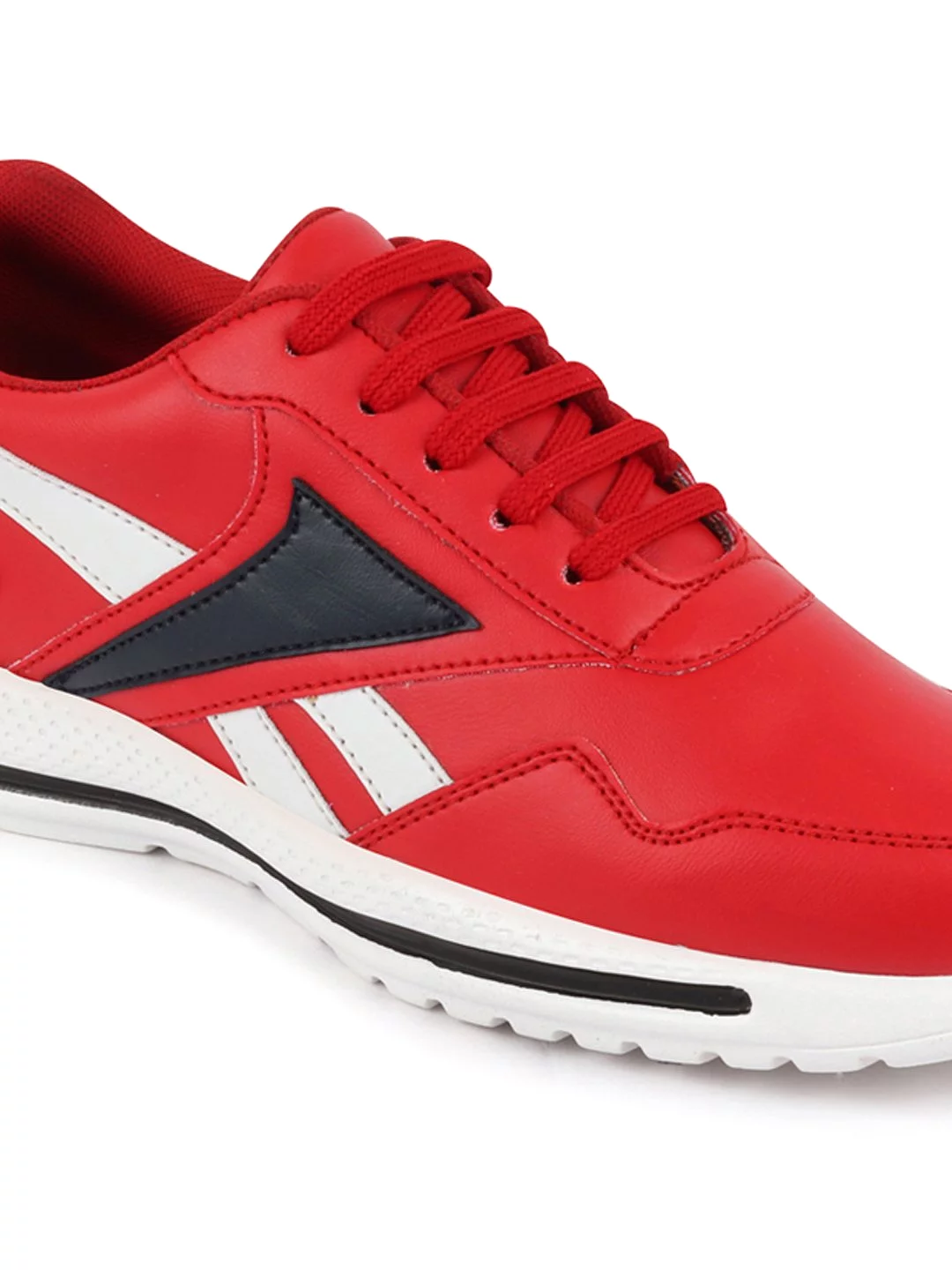 Men Red Sporty Lace Up Chunky Sneakers