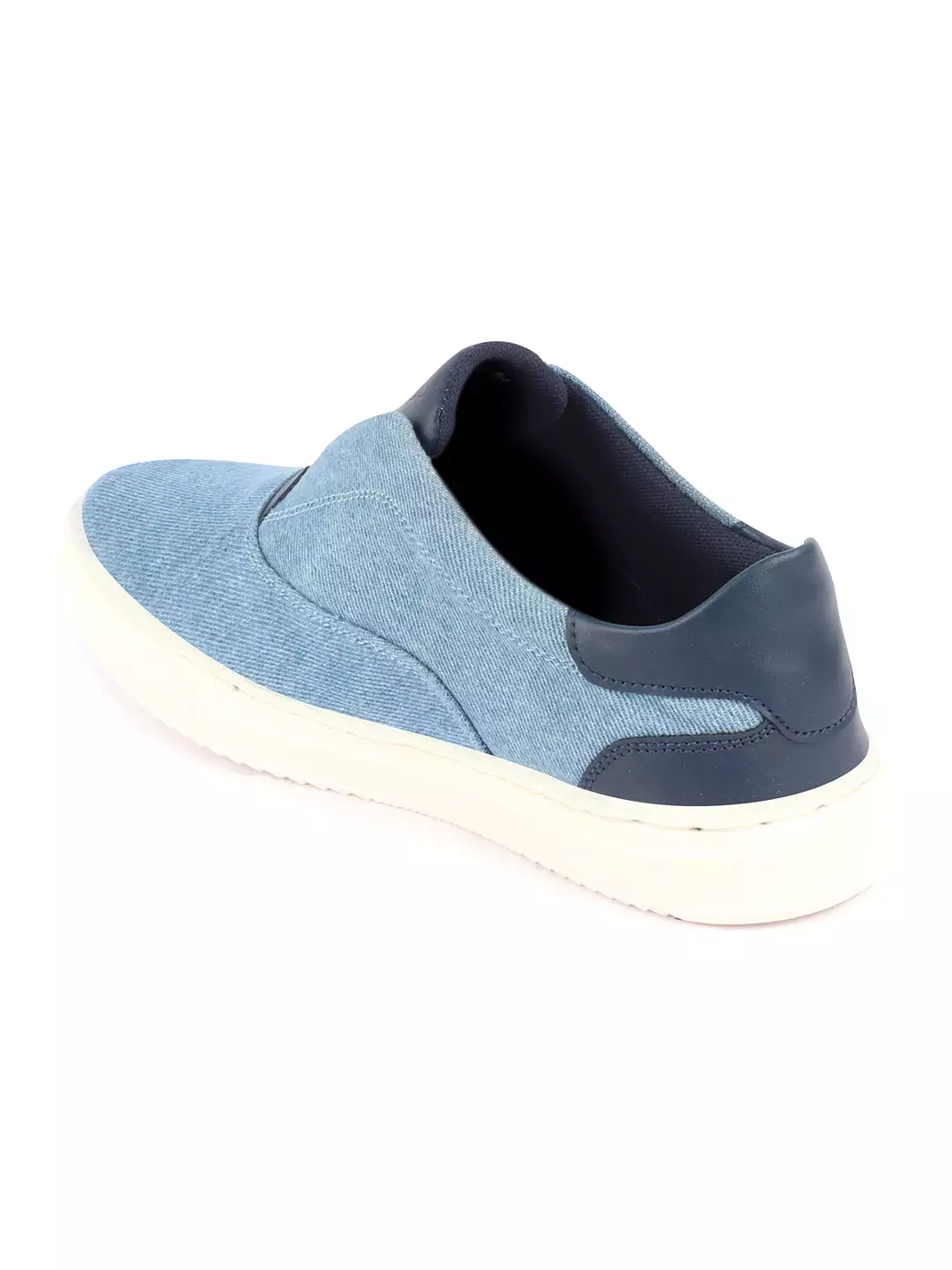 Men Sky Blue Classic Upper Denim Comfort No Touch Slip On Canvas Sneakers Shoes