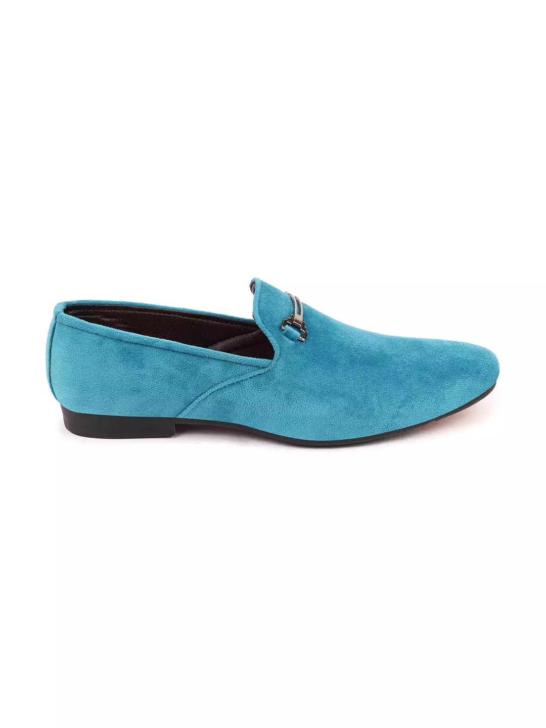 Men Sky Blue Velvet Party Loafers Slip On Casual Shoes