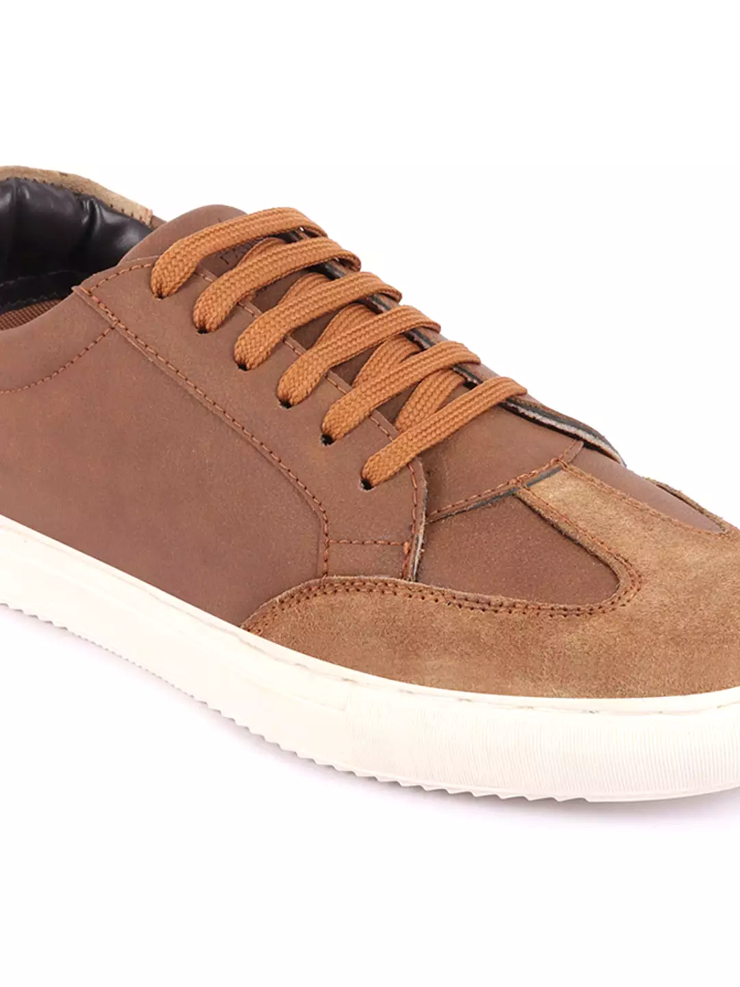 Men Tan Lace-Up Low Top Classic Sneakers Casual Shoes