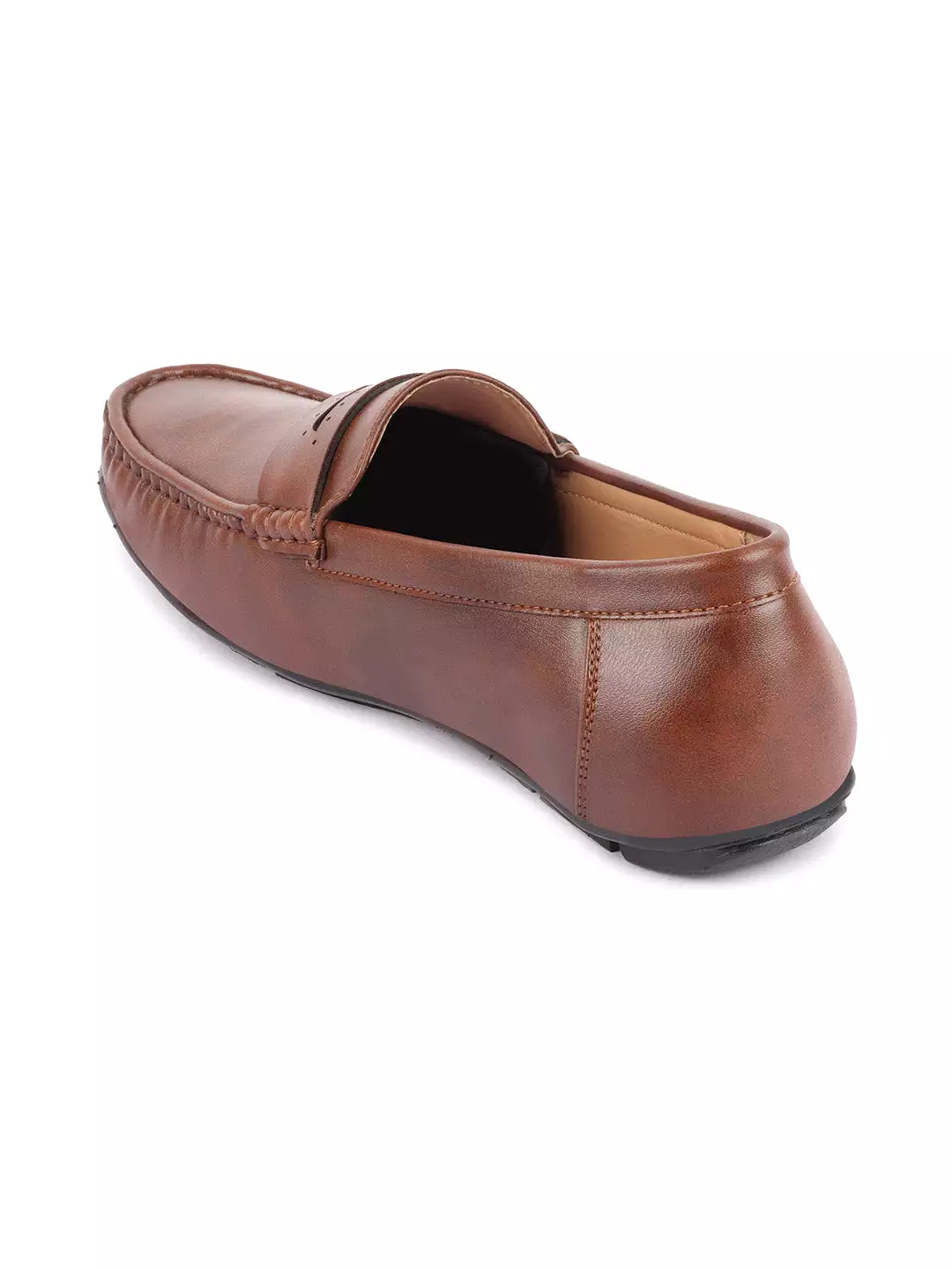 Men Tan Slip On Hand Stitched Driving Loafers Casual Shoes