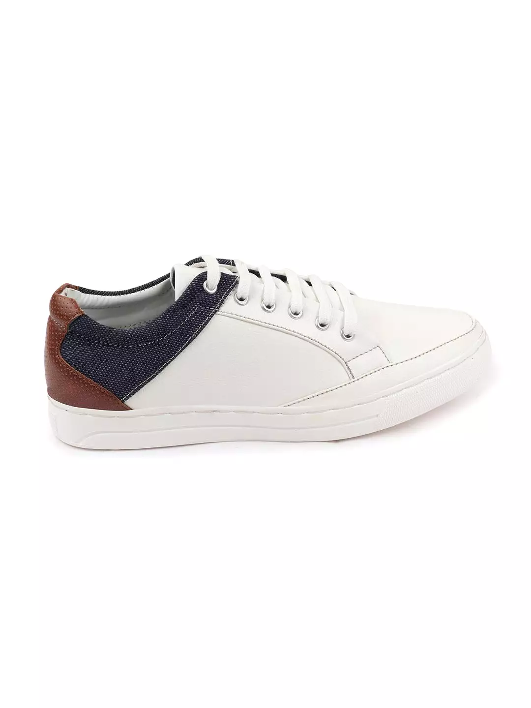 Men White Classic Lace Up Sneakers