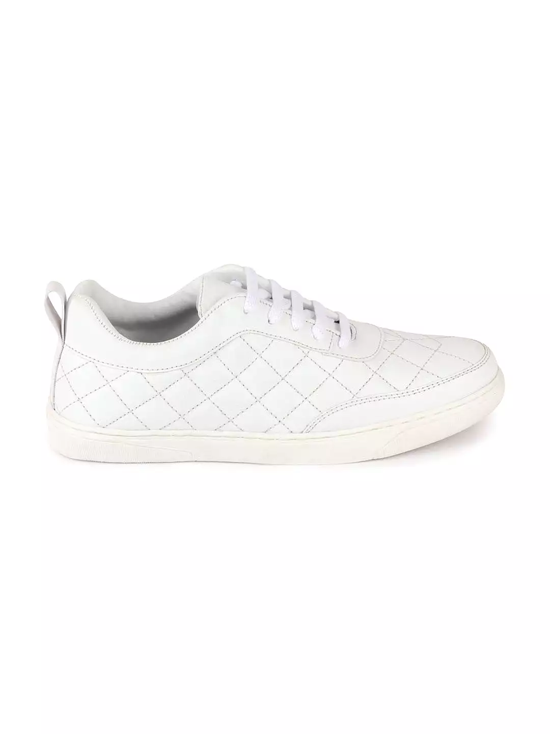 Men White Lace Up Classic Sneakers