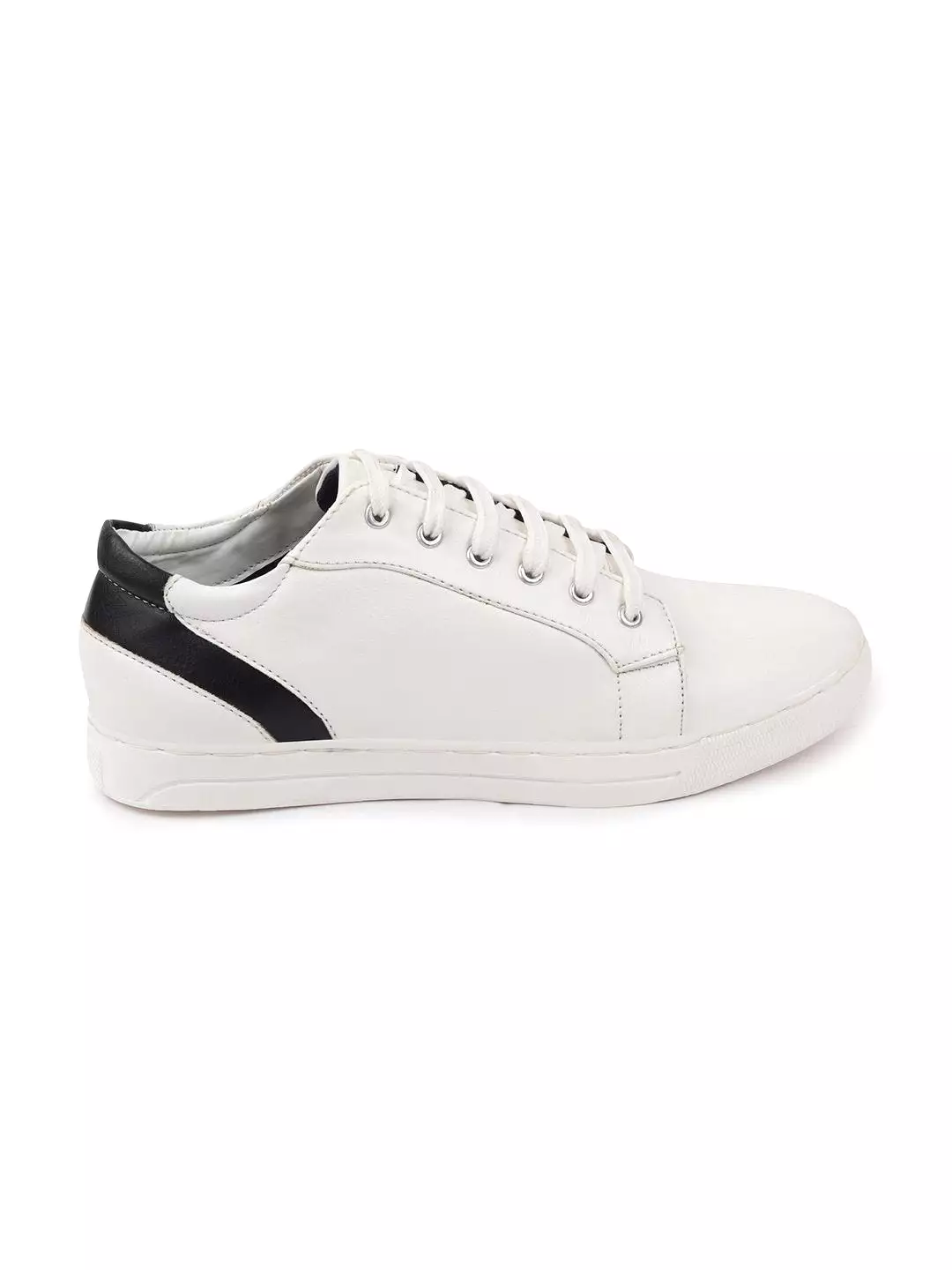 Men White Stylish Lace Up Sneakers