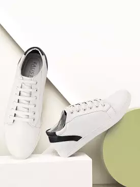 Men White Stylish Lace Up Sneakers