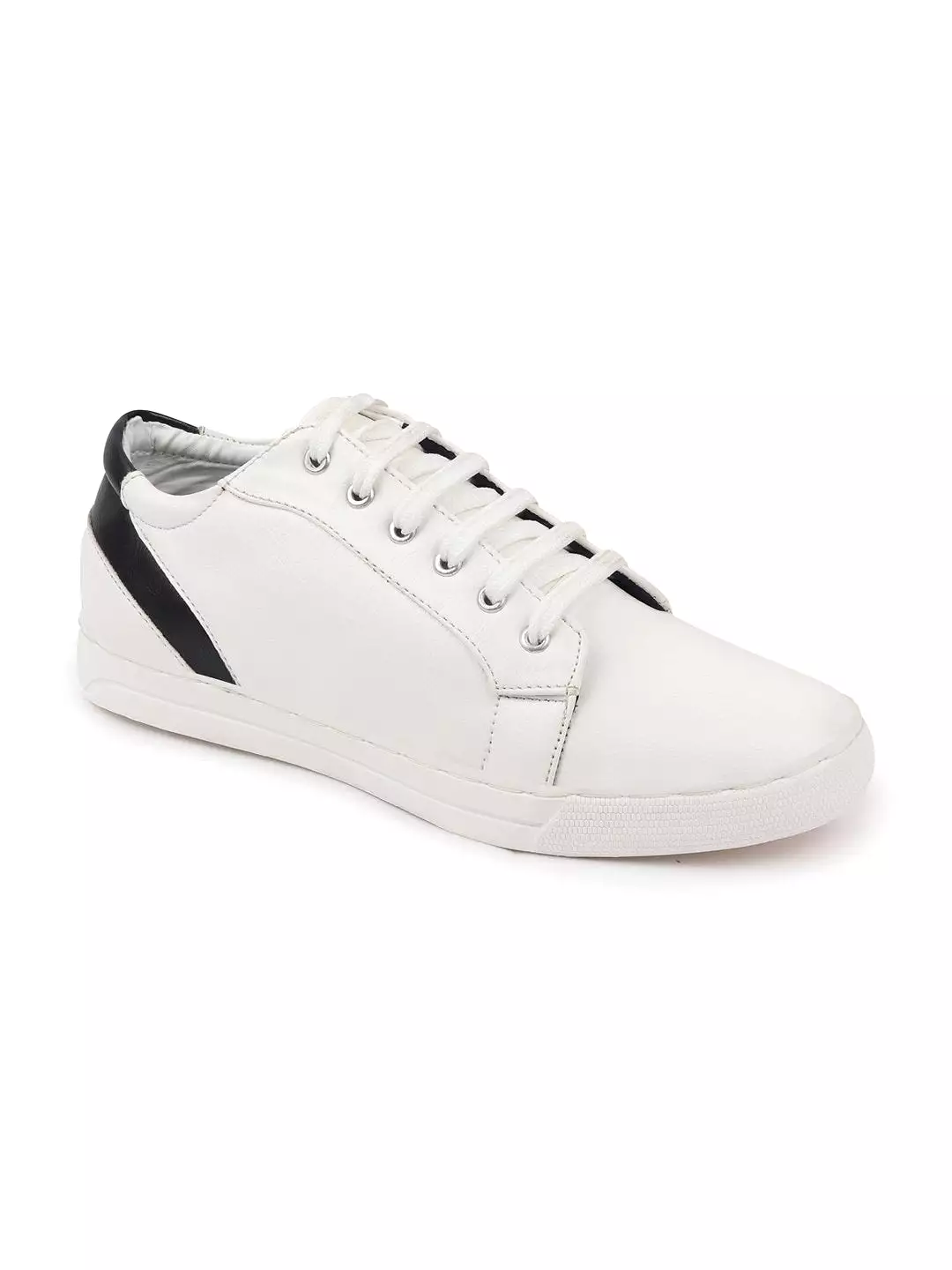 Men White Stylish Lace Up Sneakers