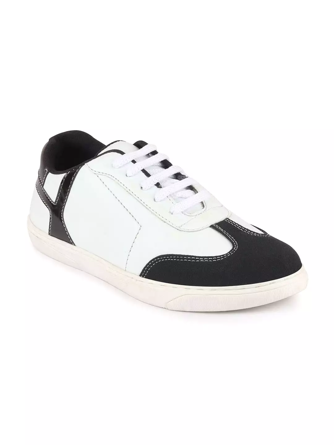 Men White/Black Lace Up Classic Sneakers