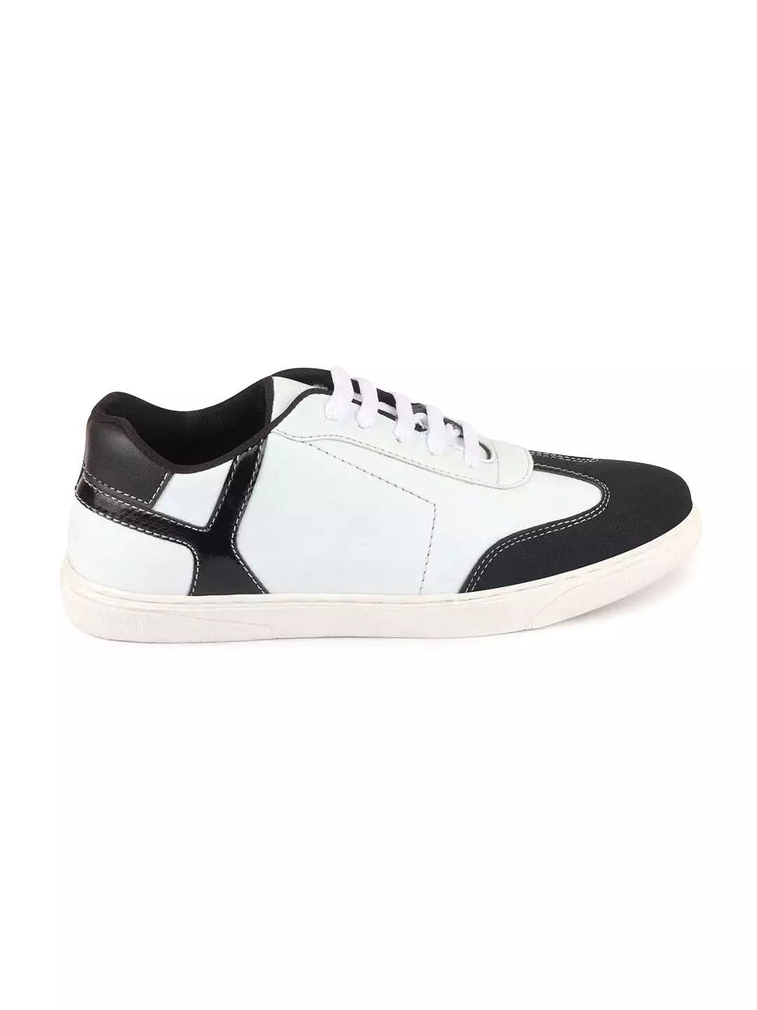 Men White/Black Lace Up Classic Sneakers