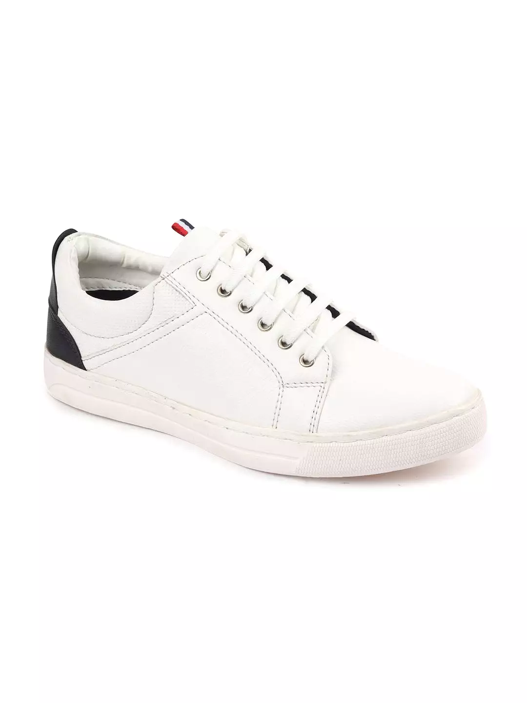 Men White/Navy Classic Lace Up Sneakers