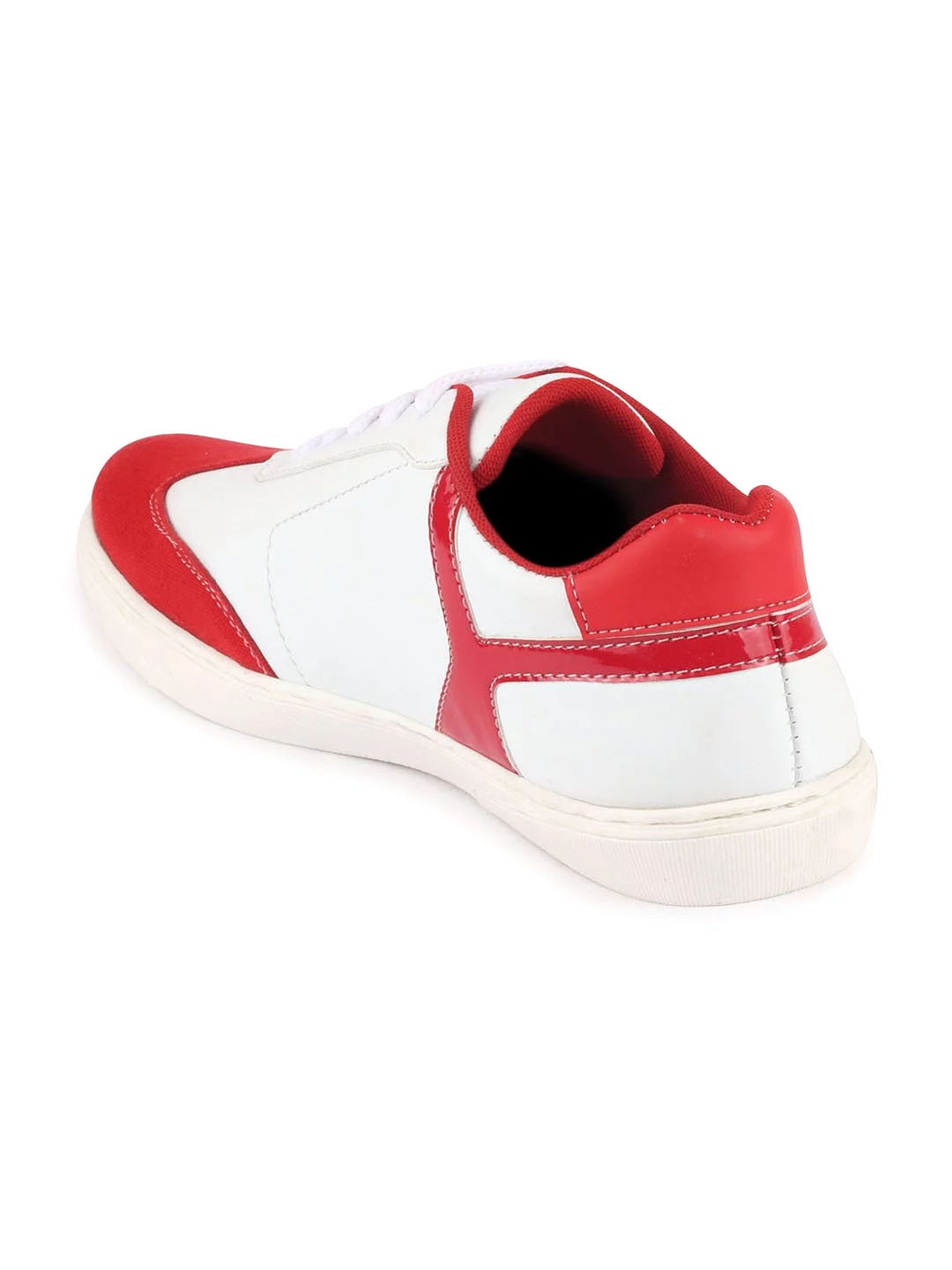 Men White/Red Lace Up Classic Sneakers