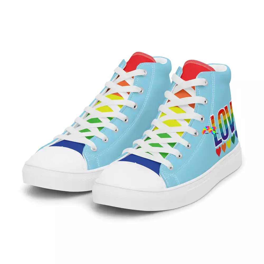 Men's Blue Pride High Top Canvas Shoes