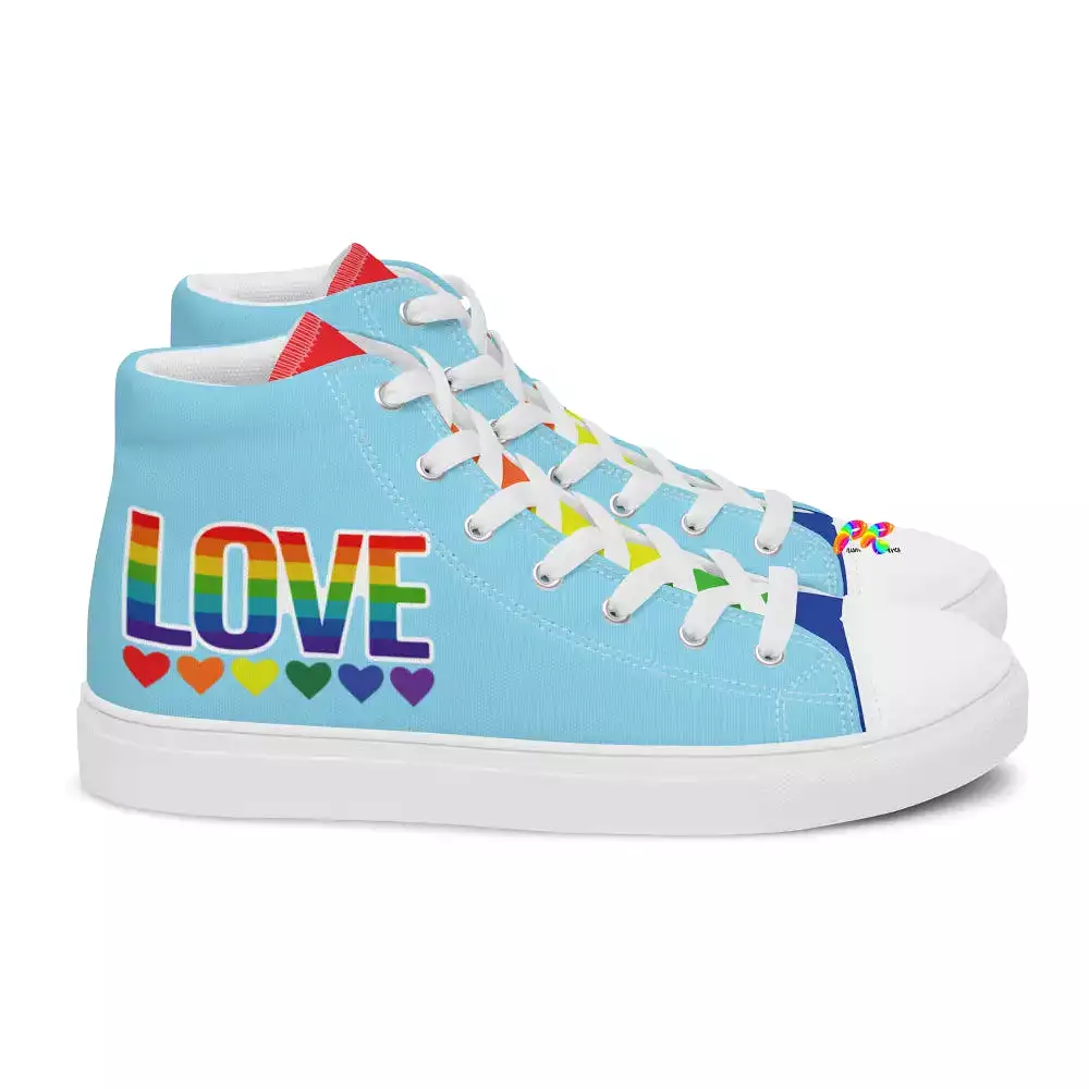 Men's Blue Pride High Top Canvas Shoes