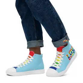 Men's Blue Pride High Top Canvas Shoes