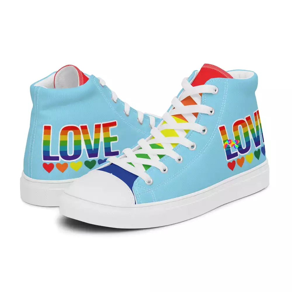 Men's Blue Pride High Top Canvas Shoes