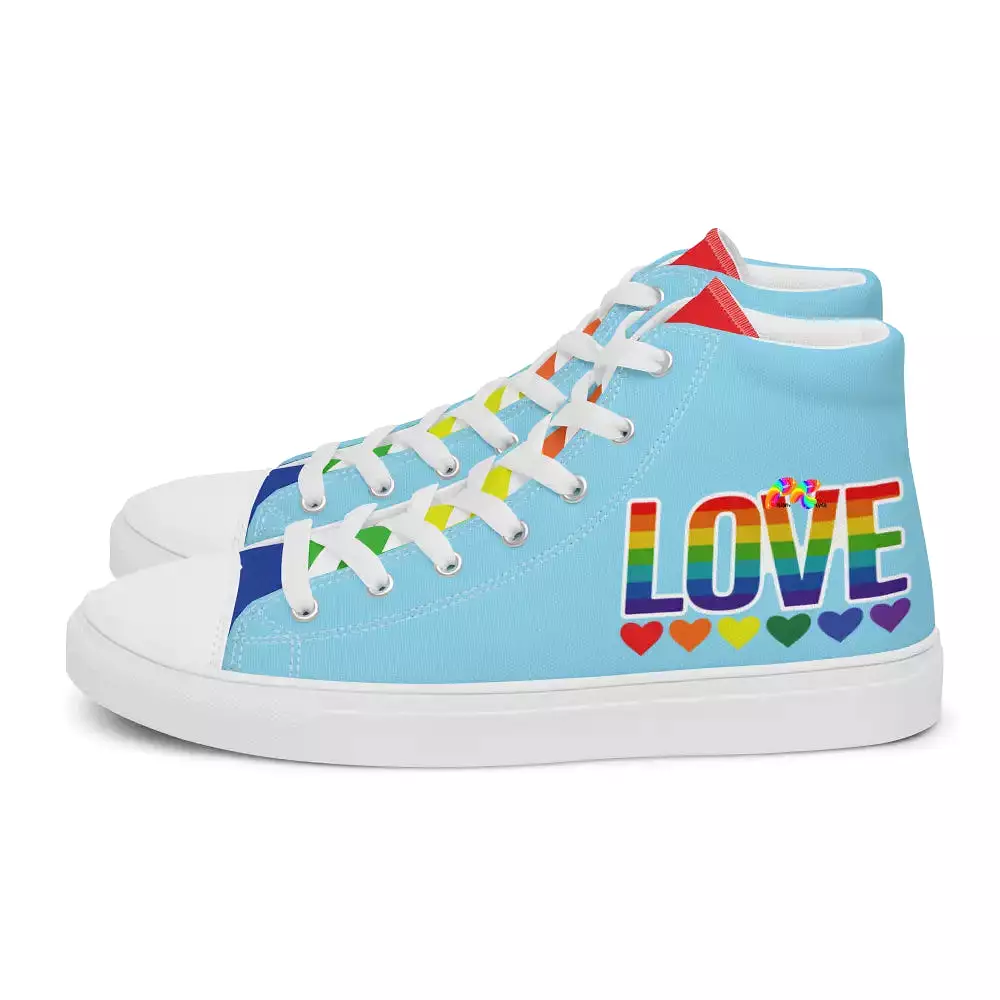 Men's Blue Pride High Top Canvas Shoes