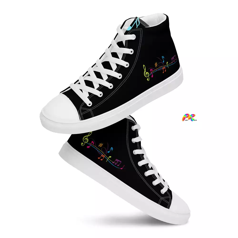 Music Notes Men's Canvas High Top Sneakers