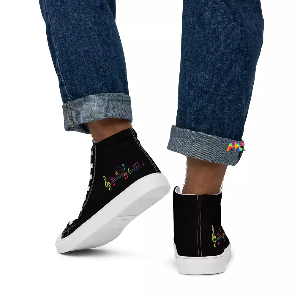 Music Notes Men's Canvas High Top Sneakers