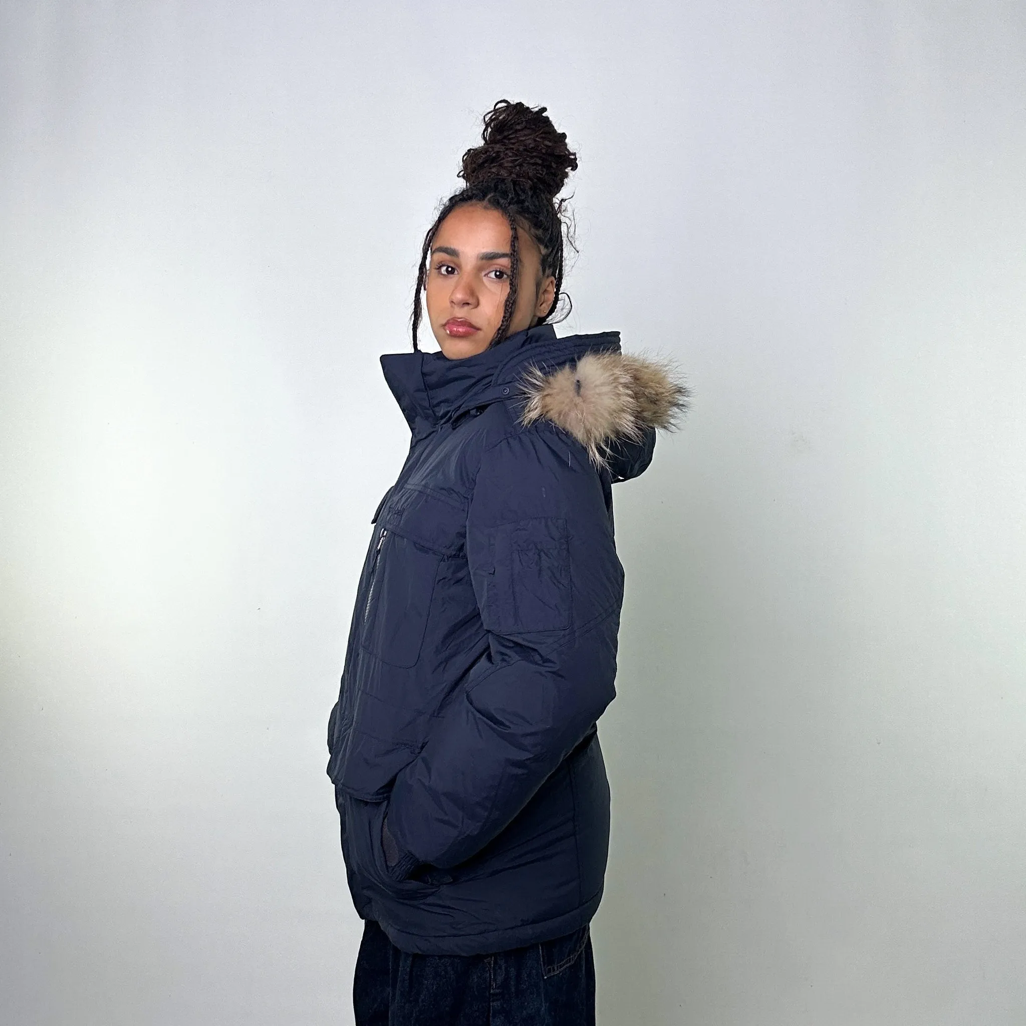 Navy Blue 90s Mont Bell Puffer Jacket Coat (M)