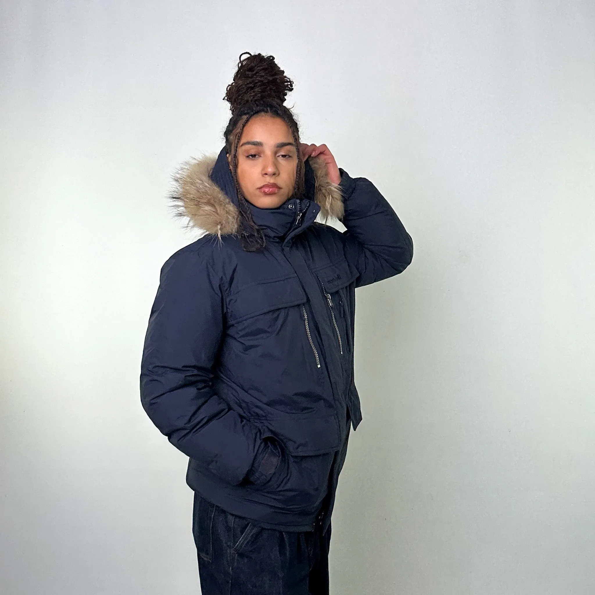 Navy Blue 90s Mont Bell Puffer Jacket Coat (M)