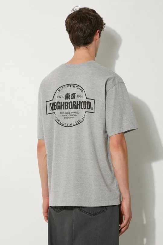 NEIGHBORHOOD cotton t-shirt NH . Tee men’s gray color with a print 241PCNH.ST04