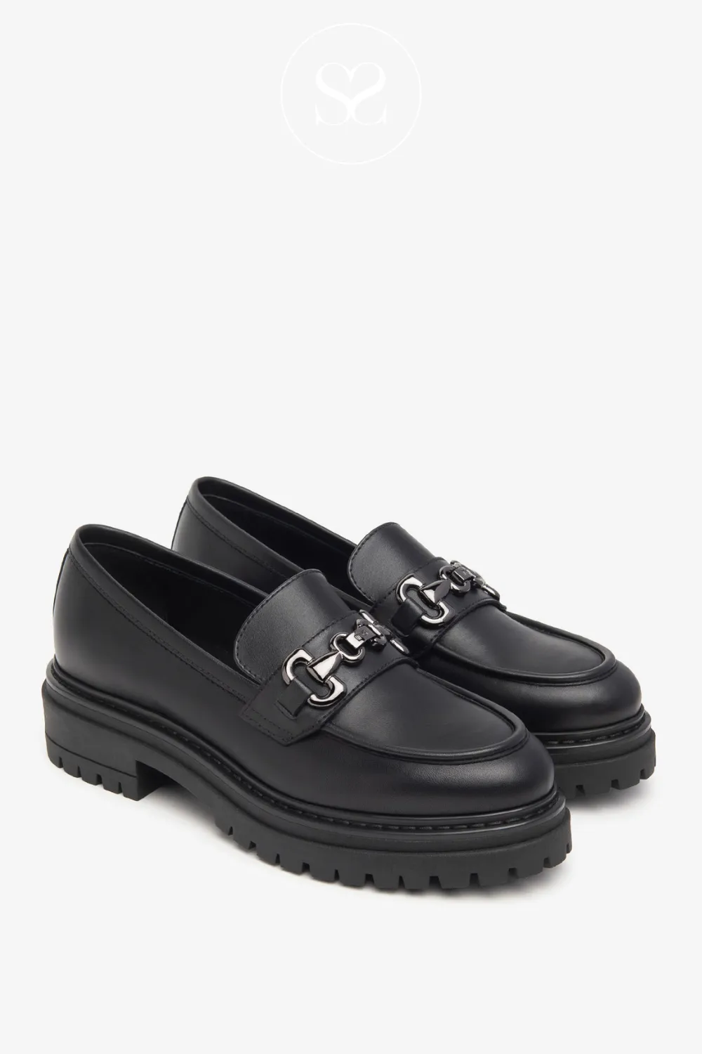 NERO GIARDINI I411410D BLACK LEATHER CHUNKY LOAFERS