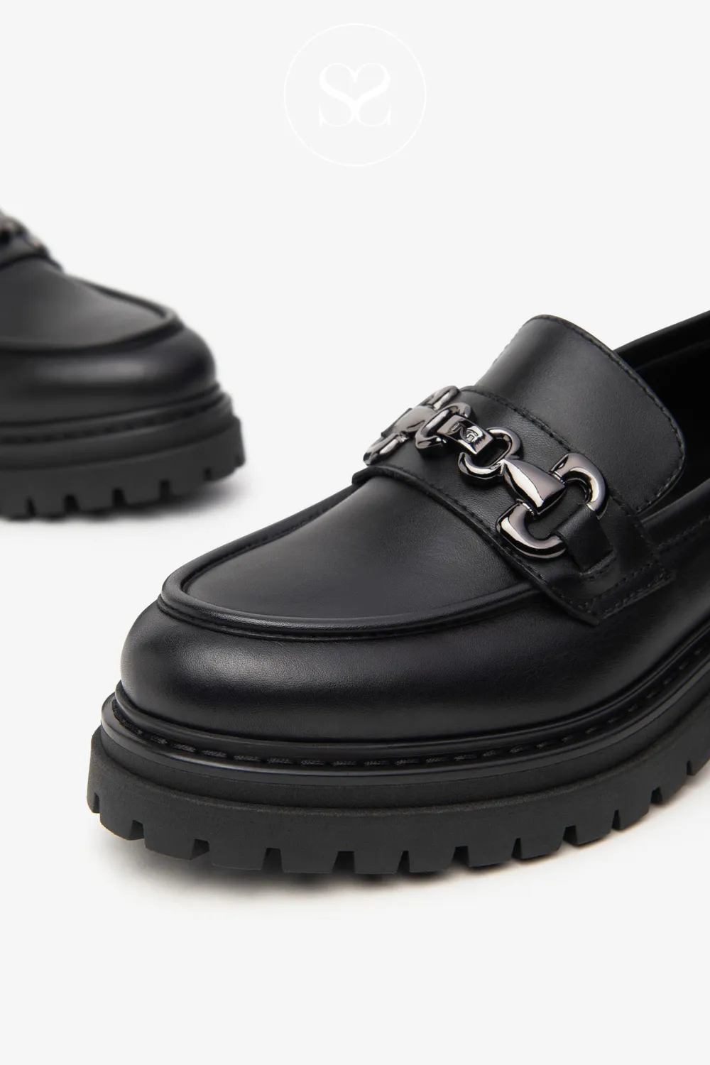 NERO GIARDINI I411410D BLACK LEATHER CHUNKY LOAFERS