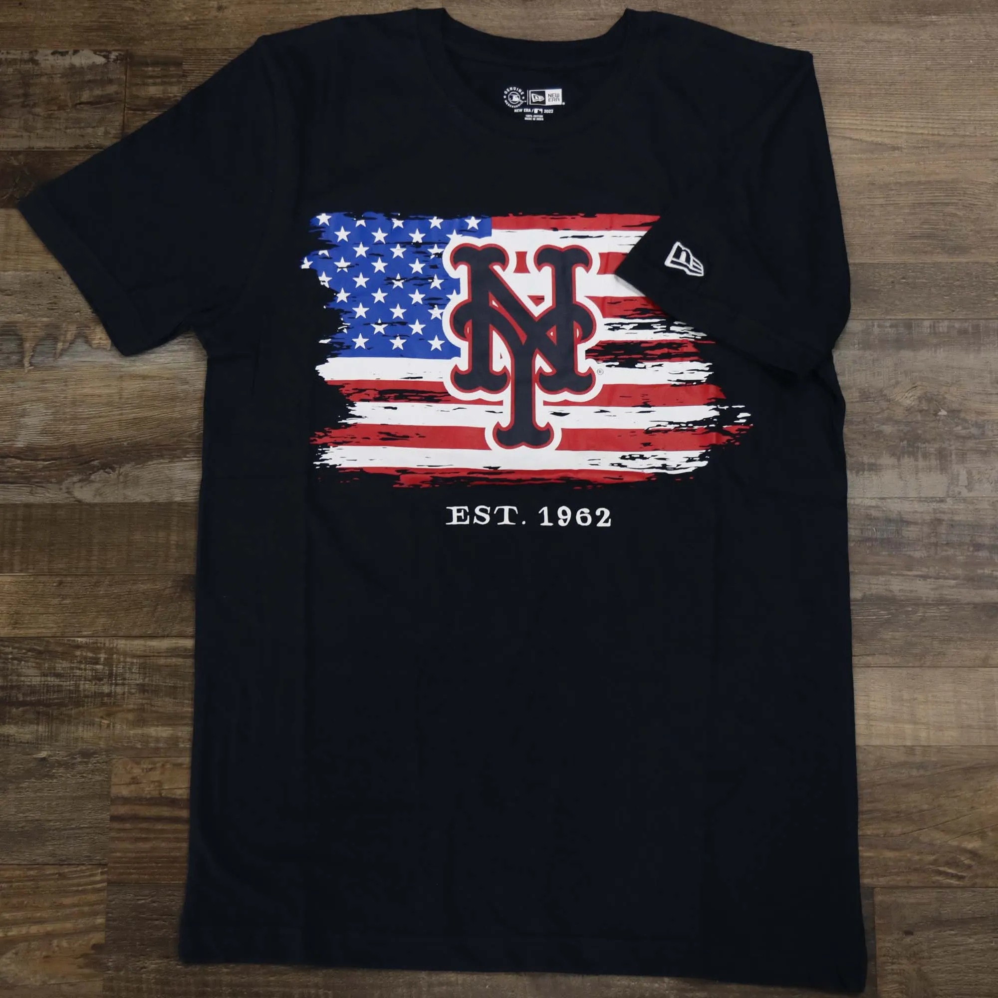 New York Mets 2022 4th of July Stars and Stripes T-Shirt | New Era Navy